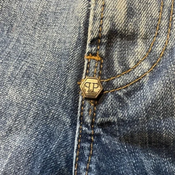 Phillip Plein Denim Jean Shorts Men's Size 34 Designer Distressed Pants Rare - Picture 7 of 16